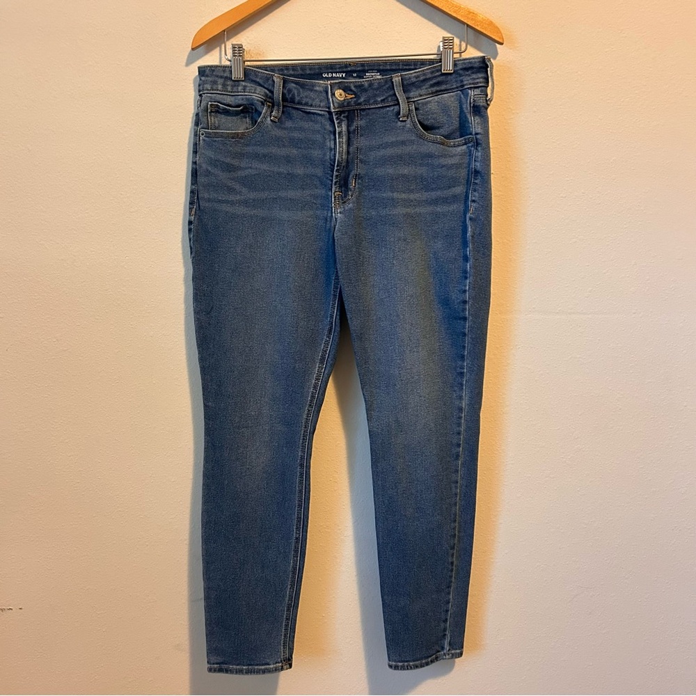 Old Navy 12 Women’s Mid Rise Rockstar Supper Skinny Dark Wash Denim Jean